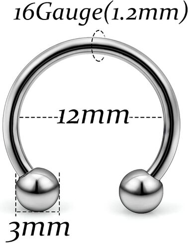 Vsnnsns 14G 16G G23 Titanium Septum Rings Nose Rings Hoop Horseshoe Rings Septum Piercing Jewelry Helix Daith Cartilage Tragus Earrings Lip Eyebrow Rings Piercing Jewelry for Women Men 8mm - 16mm in Saudi Arabia