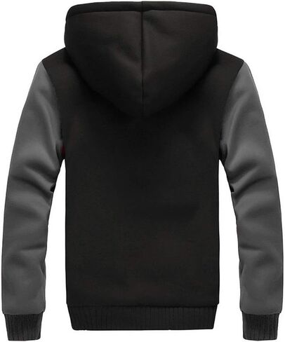Mens Warm Winter Coat Hoodie Fleece Suit Long Sleeve Plus Velvet Thick Hooded Zipper Jacket Outerwear Plus Size in Kuwait