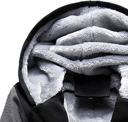 Mens Warm Winter Coat Hoodie Fleece Suit Long Sleeve Plus Velvet Thick Hooded Zipper Jacket Outerwear Plus Size in Kuwait