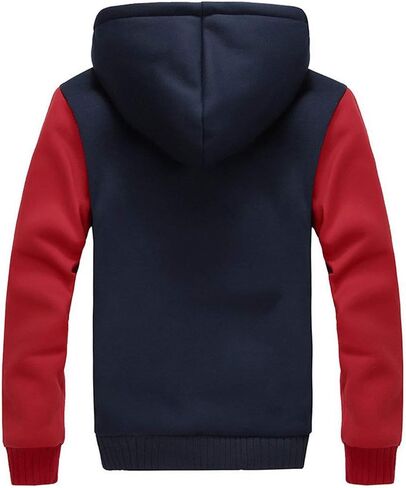 Mens Warm Winter Coat Hoodie Fleece Suit Long Sleeve Plus Velvet Thick Hooded Zipper Jacket Outerwear Plus Size in Kuwait