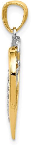 Solid 14k Yellow and White Gold Two Tone Diamond-Cut Intertwined Hearts Pendant Charm - 24mm x 19mm in Saudi Arabia