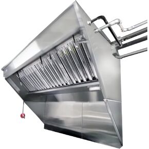 6' Integrated Exhaust Hood & Fan System for Food Concession Trailer | Patent Pending Low Box Vent Hood with Single Exhaust Fan Louver | Stainless Steel Food Truck Equipment Made in USA in Saudi Arabia