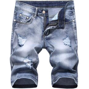 Betusline Mens Jean Shorts Distressed Ripped Denim Shorts Summer Casual Classic Straight Short Jeans in Saudi Arabia