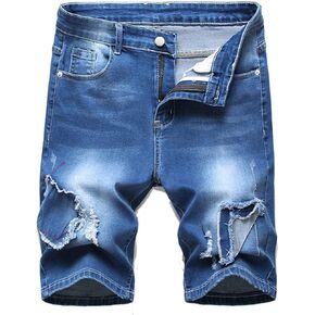 Litteking Men's Ripped Jean Shorts Casual Distressed Denim Shorts Summer Short Pants with Pockets