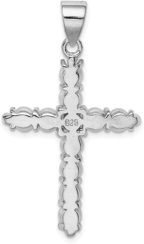 Solid 925 Sterling Silver Freshwater Cultured Pearl Cross Pendant Charm - 42mm x 25mm in Saudi Arabia