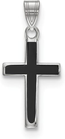 Solid 925 Sterling Silver Black Enameled Cross Charm Pendant in Saudi Arabia