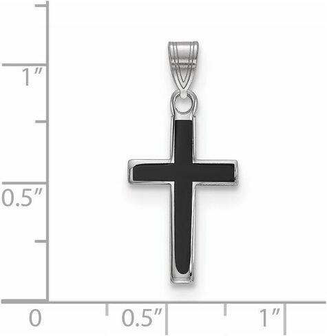 Solid 925 Sterling Silver Black Enameled Cross Charm Pendant in Saudi Arabia