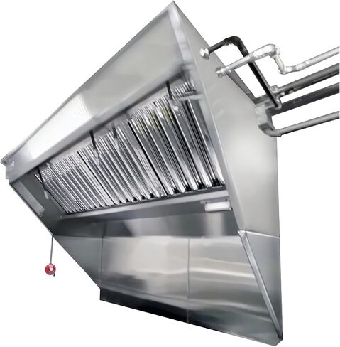 6' Integrated Exhaust Hood & Fan System for Food Concession Trailer | Patent Pending Low Box Vent Hood with Single Exhaust Fan Louver | Stainless Steel Food Truck Equipment Made in USA in Saudi Arabia