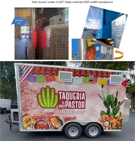 6' Integrated Exhaust Hood & Fan System for Food Concession Trailer | Patent Pending Low Box Vent Hood with Single Exhaust Fan Louver | Stainless Steel Food Truck Equipment Made in USA in Saudi Arabia