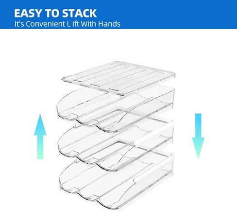 حامل بيض المطبخ للثلاجة، صندوق بيض دوار تلقائي، صينية بيض درج شفاف منزلي، صندوق تخزين موفر للمساحة (3 طبقات ساطعة) in Kuwait