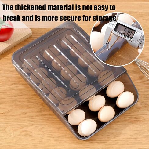 JZ 2 صواني بيض الثلاجة، حامل البيض التمرير التلقائي للثلاجة مع مقسم البيض، نوع الضغط على الخفق، مقلاة البيض، منظم بيض الثلاجة القابل للتكديس، يخزن 42 صندوق حاوية بيض إجمالي in Kuwait