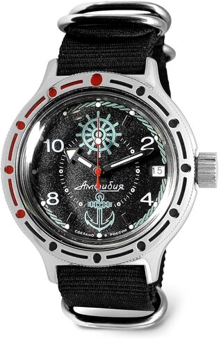 VOSTOK | ساعة غواص روسية ذاتية الالتفاف التلقائي للقبطان البرمائي | WR 200 م | أزياء | ساعات رجالية عادية | طراز 420526 in Kuwait