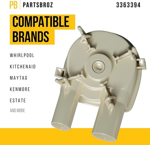 قطعة غيار مضخة المياه PartsBroz WP3363394 3363394 - متوافقة مع غسالة Crosley, Estate, Inglis, Kenmore, KitchenAid, Maytag, Roper, Speed ​​Queen, Whirlpool Washing Machine - تحل محل AP6008107, 21024 in Saudi Arabia