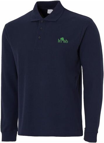 Cijia-Cijia Men Long Sleeve Polo Shirts Irish Shamrock Embroidered Casual Polo Shirt in Saudi Arabia