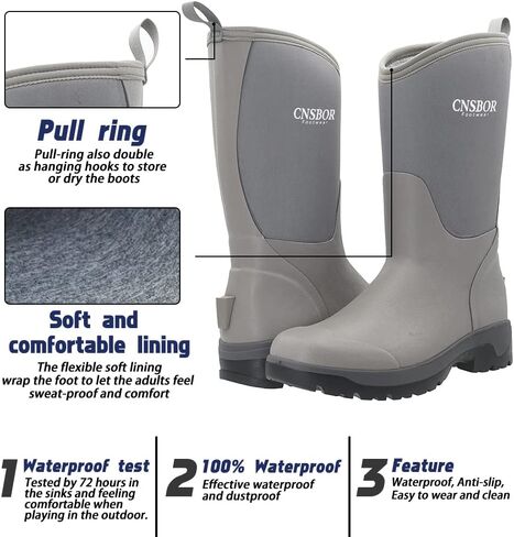 CNSBOR Men’s Rain Boots Waterproof Rubber Insulated Boots Durable Slip Garden Boots Fishing Mud Boots Knee Boots for Agriculture and Industrial Working Waterproof Rubber Protective Footwear Boots in Kuwait