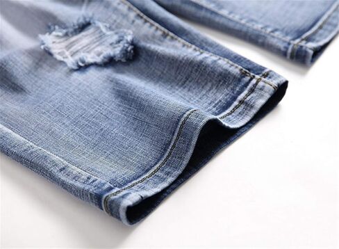 Betusline Mens Jean Shorts Distressed Ripped Denim Shorts Summer Casual Classic Straight Short Jeans in Kuwait