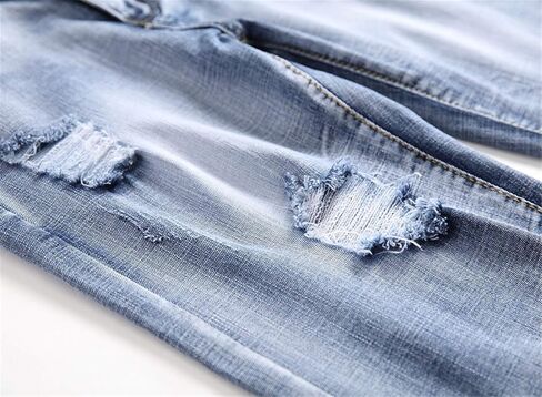 Betusline Mens Jean Shorts Distressed Ripped Denim Shorts Summer Casual Classic Straight Short Jeans in Kuwait