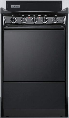 Summit TEM110C 20"" Freestanding Electric Range with 4 Coil Elements 2.46 cu. ft. Oven Capacity Chrome Drip Pans Storage Drawer Indicator Lights in Black in Saudi Arabia