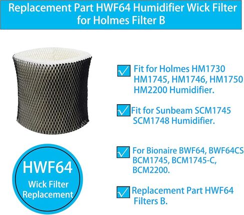 ZYBULSHJT HWF64 مرشحات الفتيل المرطب بديلة لهولمز بيونير BWF64 BWF64CS Sunbeam HM1730 HM1745 HM1746 فلتر مرطب B (4 عبوات نسخة مطورة) in Saudi Arabia