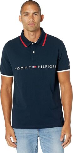 Tommy Hilfiger Men's Short Sleeve Cotton Flag Graphic Polo Shirt in Regular Fit in Saudi Arabia
