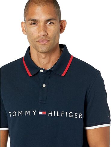Tommy Hilfiger Men's Short Sleeve Cotton Flag Graphic Polo Shirt in Regular Fit in Saudi Arabia