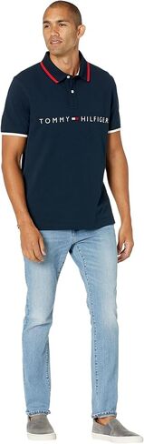Tommy Hilfiger Men's Short Sleeve Cotton Flag Graphic Polo Shirt in Regular Fit in Saudi Arabia