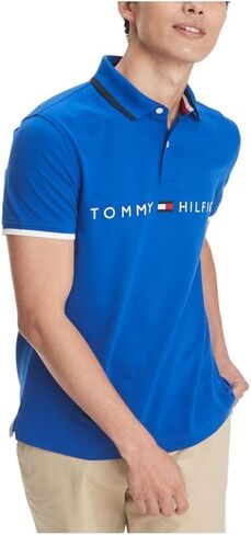 Tommy Hilfiger Men's Short Sleeve Cotton Flag Graphic Polo Shirt in Regular Fit in Saudi Arabia
