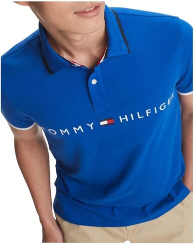 Tommy Hilfiger Men's Short Sleeve Cotton Flag Graphic Polo Shirt in Regular Fit in Saudi Arabia