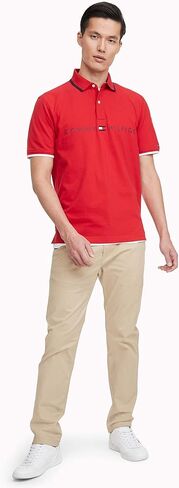 Tommy Hilfiger Men's Short Sleeve Cotton Flag Graphic Polo Shirt in Regular Fit in Saudi Arabia