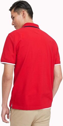 Tommy Hilfiger Men's Short Sleeve Cotton Flag Graphic Polo Shirt in Regular Fit in Saudi Arabia