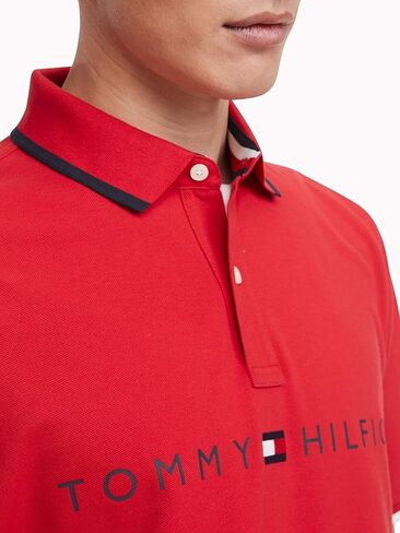 Tommy Hilfiger Men's Short Sleeve Cotton Flag Graphic Polo Shirt in Regular Fit in Saudi Arabia