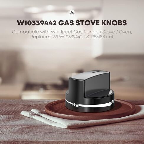 PatioGem 4 Packs Upgraded W10339442 Gas Stove Knobs, Cooktop Surface Burner Control Knobs Replacements, Compatible with Whirlpool Gas Range/Stove/Oven, Replaces WPW10339442 PS11753188 ect in Saudi Arabia
