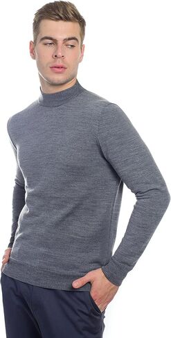 Men's Merino Wool Mock Turtleneck Sweater Classic Midweight Long Sleeve Pullover in Saudi Arabia