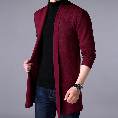 HZCX FASHION Mens Open Front Cardigan Shawl Collar Lightweight Fall Sweater in Saudi Arabia