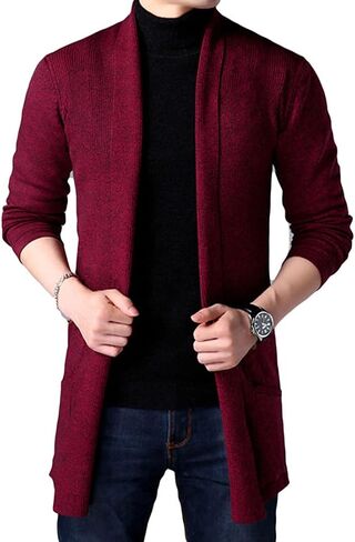 HZCX FASHION Mens Open Front Cardigan Shawl Collar Lightweight Fall Sweater in Saudi Arabia