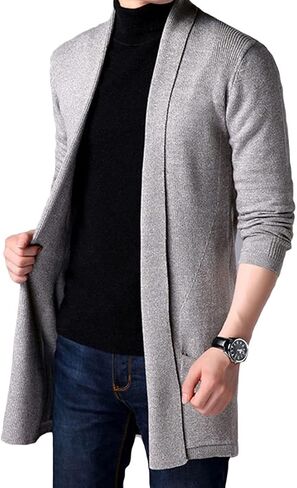HZCX FASHION Mens Open Front Cardigan Shawl Collar Lightweight Fall Sweater in Saudi Arabia