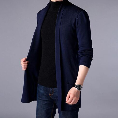 HZCX FASHION Mens Open Front Cardigan Shawl Collar Lightweight Fall Sweater in Saudi Arabia