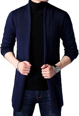 HZCX FASHION Mens Open Front Cardigan Shawl Collar Lightweight Fall Sweater in Saudi Arabia