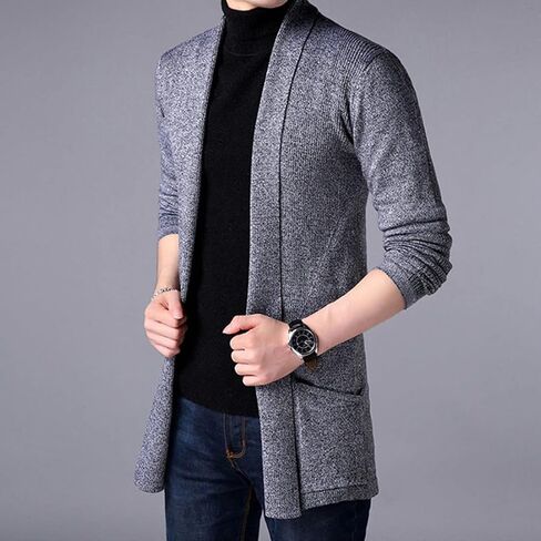 HZCX FASHION Mens Open Front Cardigan Shawl Collar Lightweight Fall Sweater in Saudi Arabia
