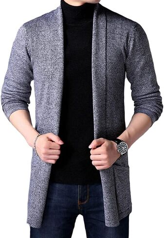 HZCX FASHION Mens Open Front Cardigan Shawl Collar Lightweight Fall Sweater in Saudi Arabia
