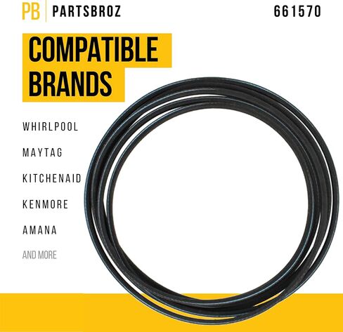 حزام مجفف مدى الحياة 661570V 661570 من PartsBroz - أجزاء مجفف Whirlpool وInglis وKenmore وMaytag وAmana المتوافقة - يستبدل AP5983729 PS11722115 - أحزمة محرك مطورة للأجهزة المنزلية in Saudi Arabia