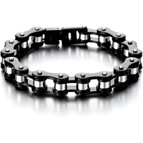 LYLCY Men's Motorcycle Chain Bracelet Personalized Bicycle Chain Bracelet Black Stainless Steel Men's Punk Bracelet Chain Length 22CM in Saudi Arabia