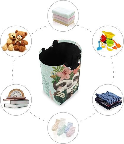 Moudou Sloth Laundry Basket Foldable Laundry Hamper Large Clothes Toys Basket with Handles for Laundry Room, Bathroom, Bedroom, Dorm in Saudi Arabia
