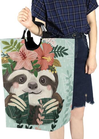 Moudou Sloth Laundry Basket Foldable Laundry Hamper Large Clothes Toys Basket with Handles for Laundry Room, Bathroom, Bedroom, Dorm in Saudi Arabia