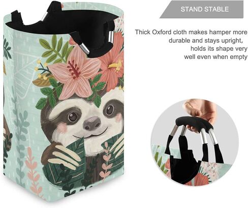 Moudou Sloth Laundry Basket Foldable Laundry Hamper Large Clothes Toys Basket with Handles for Laundry Room, Bathroom, Bedroom, Dorm in Saudi Arabia