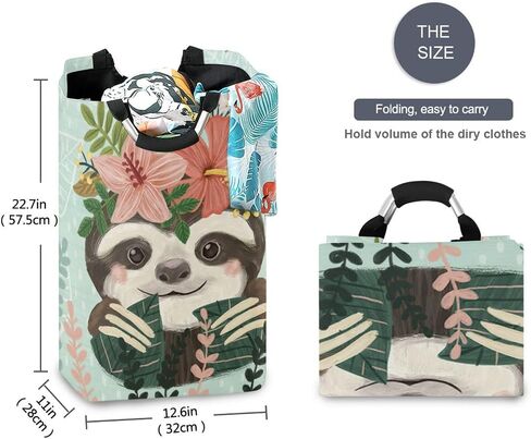 Moudou Sloth Laundry Basket Foldable Laundry Hamper Large Clothes Toys Basket with Handles for Laundry Room, Bathroom, Bedroom, Dorm in Saudi Arabia