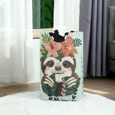 Moudou Sloth Laundry Basket Foldable Laundry Hamper Large Clothes Toys Basket with Handles for Laundry Room, Bathroom, Bedroom, Dorm in Saudi Arabia