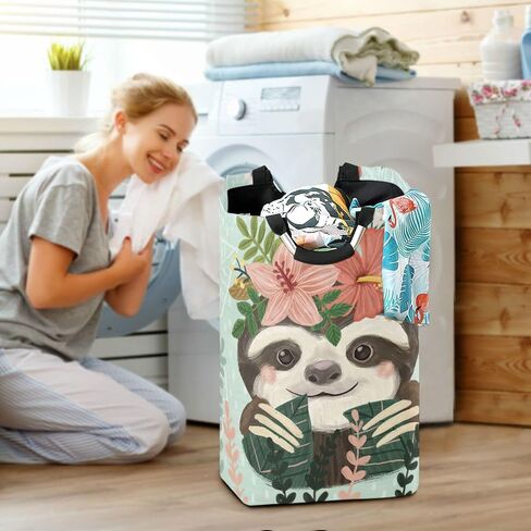 Moudou Sloth Laundry Basket Foldable Laundry Hamper Large Clothes Toys Basket with Handles for Laundry Room, Bathroom, Bedroom, Dorm in Saudi Arabia