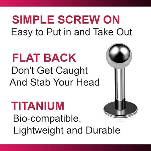 Bodyjewellery 2 قطعة 16 جرام التيتانيوم Labret ترصيع محارة ثقب الشفاه ثعبان لدغات العنكبوت الكرة مونرو الزنمة الغضروف اللولب B2ACX اختيار حجم in Saudi Arabia