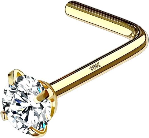 OUFER Gold Nose Studs 20G Nose Piercings Solid Gold L-Shaped Nose Stud Screw Nose Bone Nose Rings Screw Nose Piercing Jewelry in Saudi Arabia